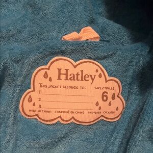 Hatley Teal Blue Kids Hooded Towel Jacket with Cloud Name Tag